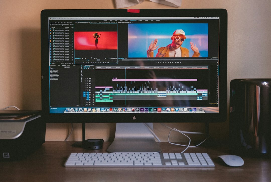 video editor at desk