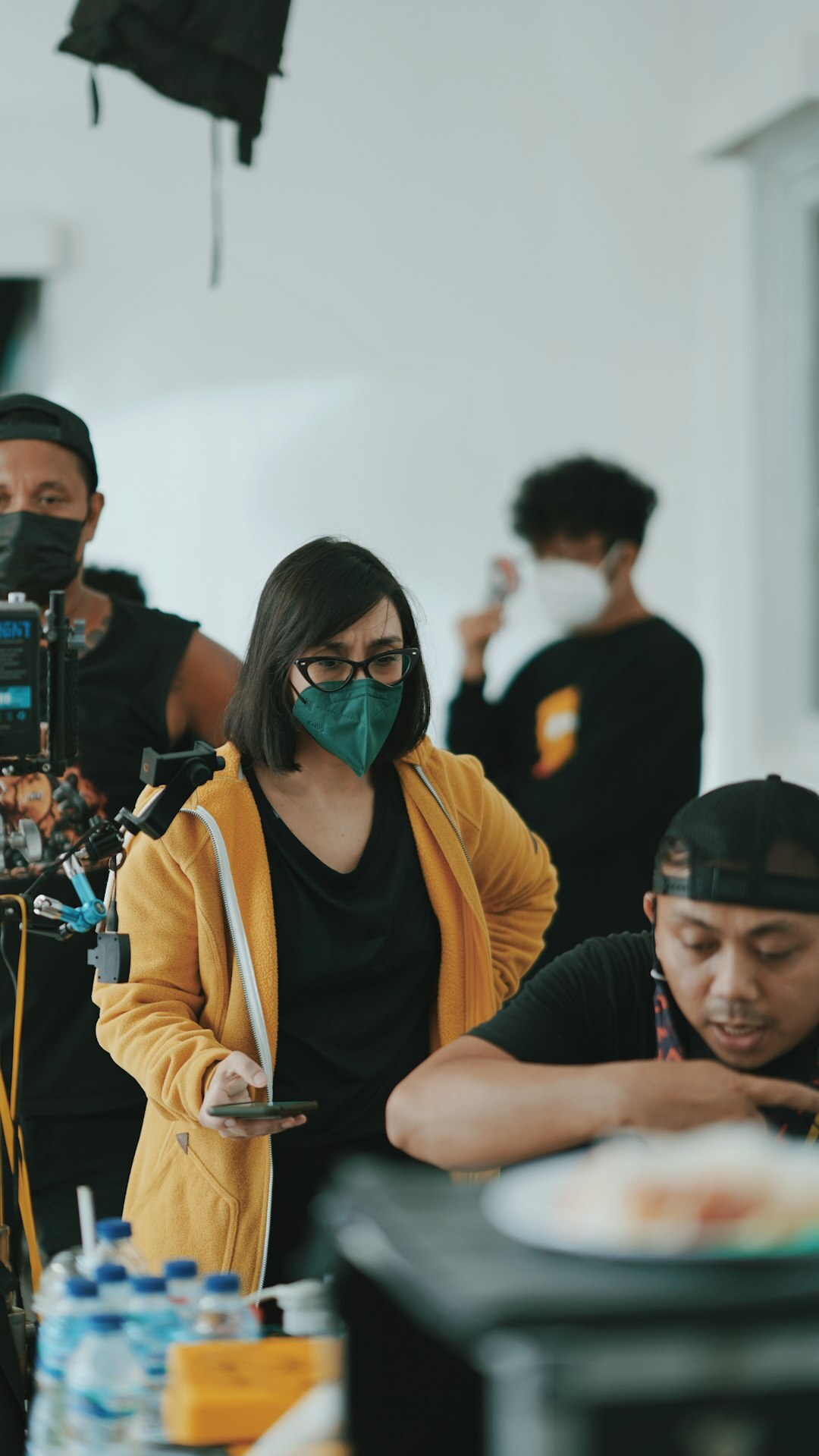 diverse film crew working