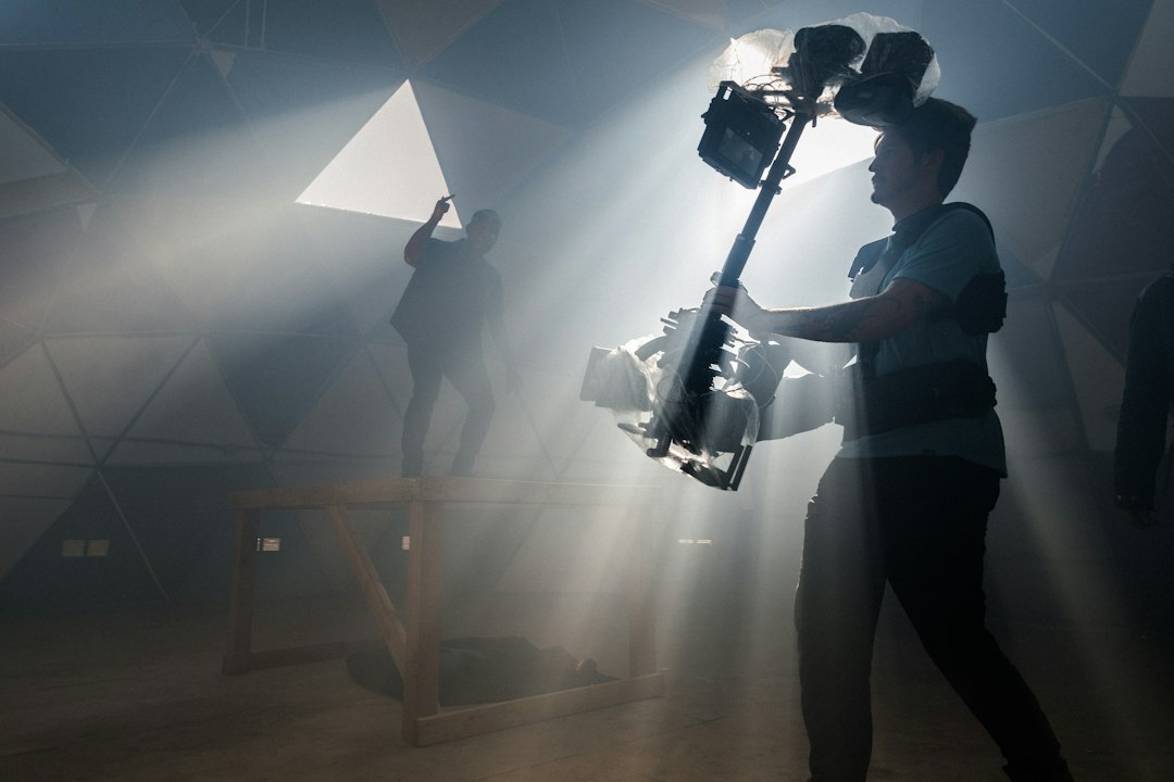 three point lighting setup on film set