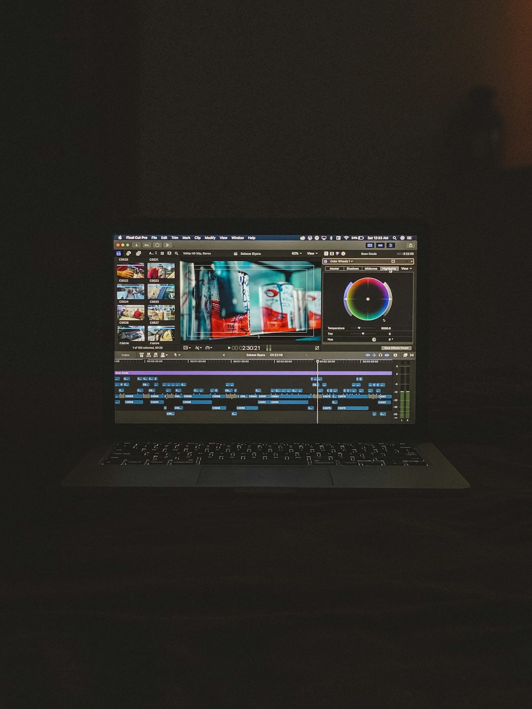 filmmaker editing visual effects on computer